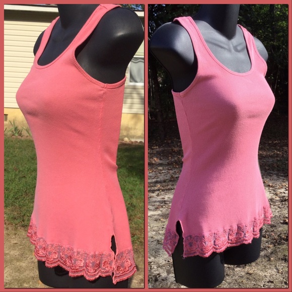 Lace trimmed Tank, sz S - Picture 1 of 6